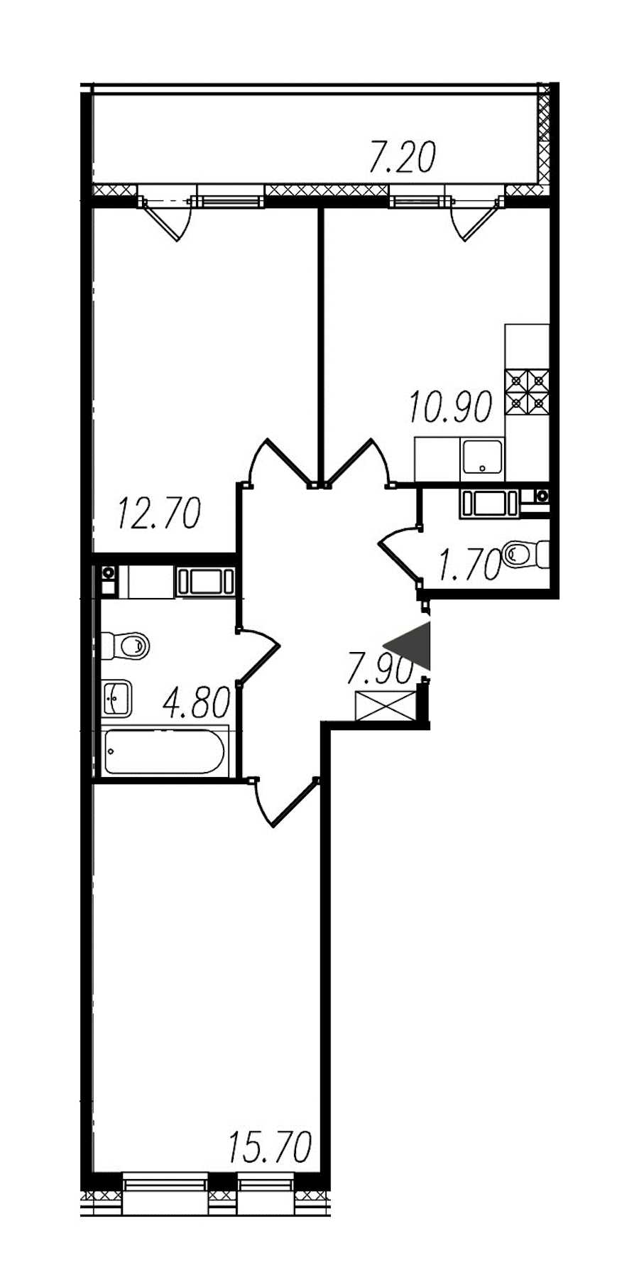 Двухкомнатная квартира в : площадь 53.7 м2 , этаж: 10 – купить в Санкт-Петербурге